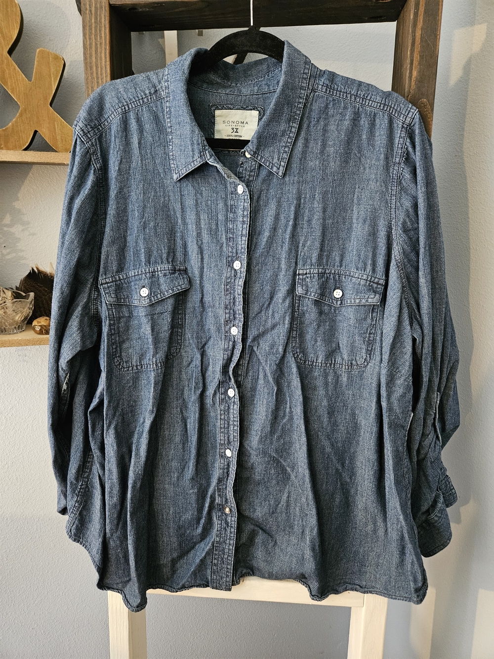 Sonoma Dark Blue Denim Button-Up Shirt Size 3X